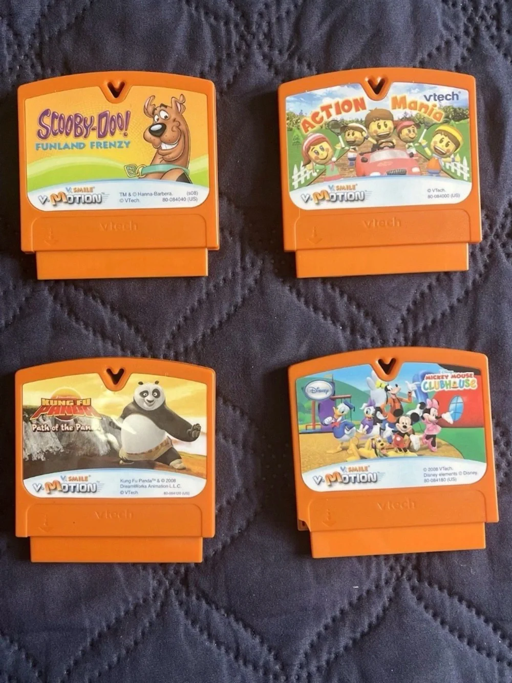 Lot Of 4 Vtech V.Smile V.Motion Games Scooby -  Mickey - Panda -  Action Mania